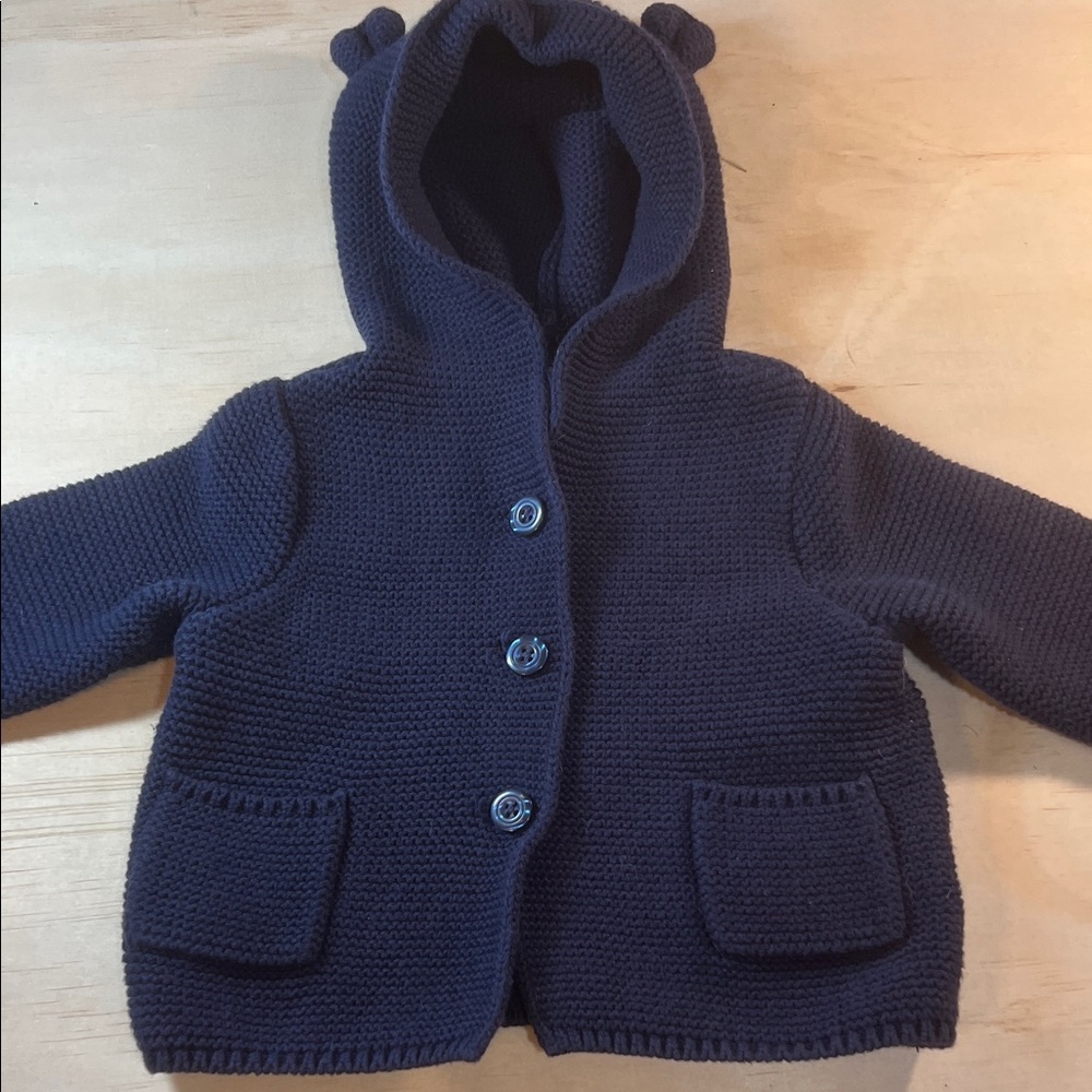 Baby Gap Dark Blue Cable Knit  Button Up Baby Sweater Sz 3-6M